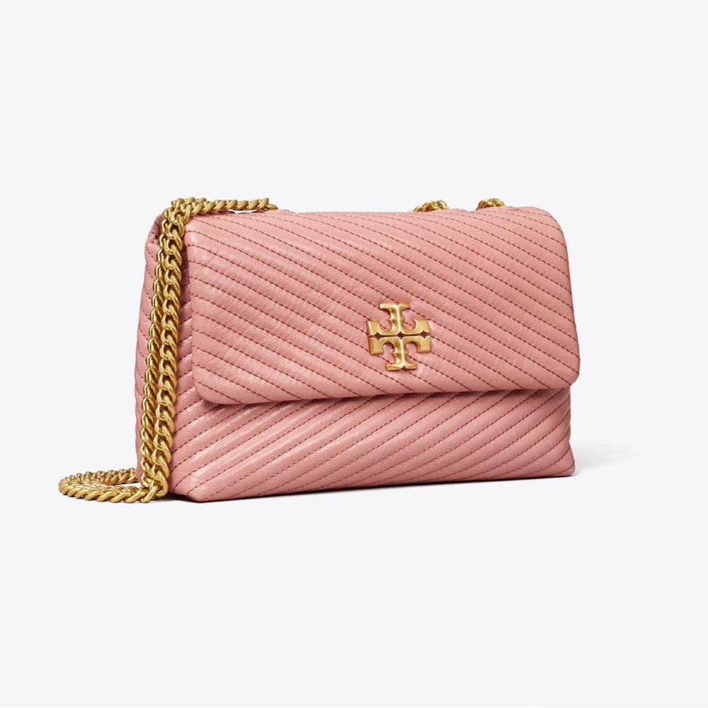 New Tory Burch Small Kira Quilted Convertible Shoulder Bag in Pink Magnolia